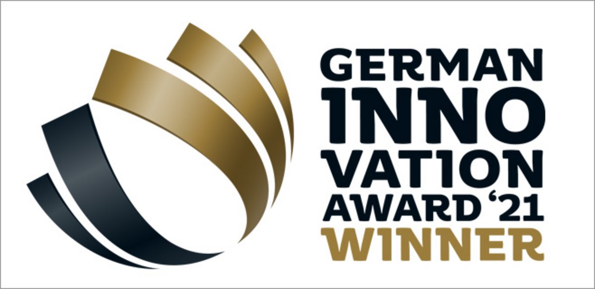 Der German Innovation Award mit seinem Logo im Jahr 2021.