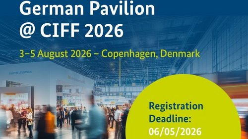 Bild von Messebesuchern mit Logo CIFF und Anmeldedeadline
