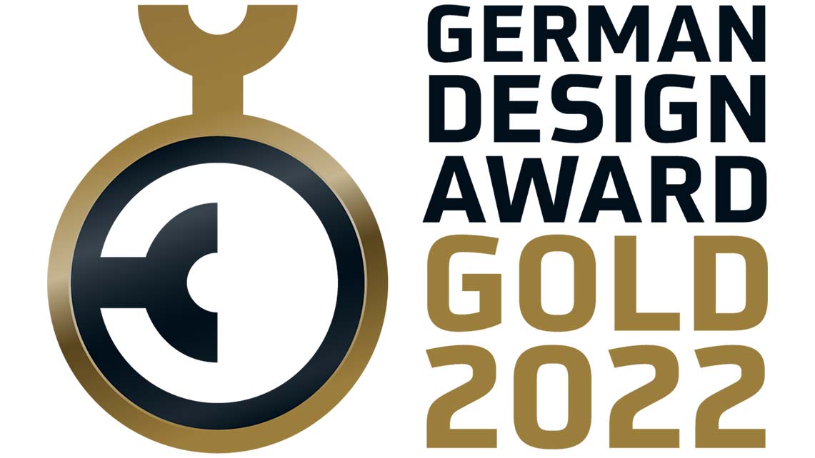 Logo des German Design Award in Schwarz und Gold.