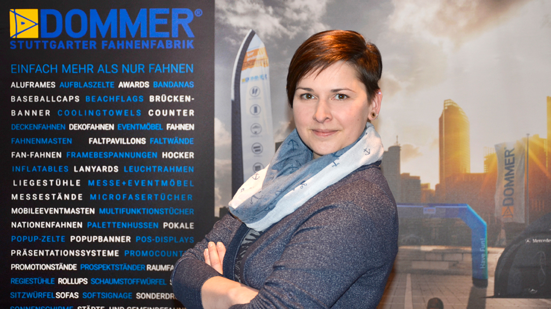 Ina Kliemt ist seit 1. April 2021 Leiterin Marketing und Online Business bei der Dommer Stuttgarter Fahnenfabrik.