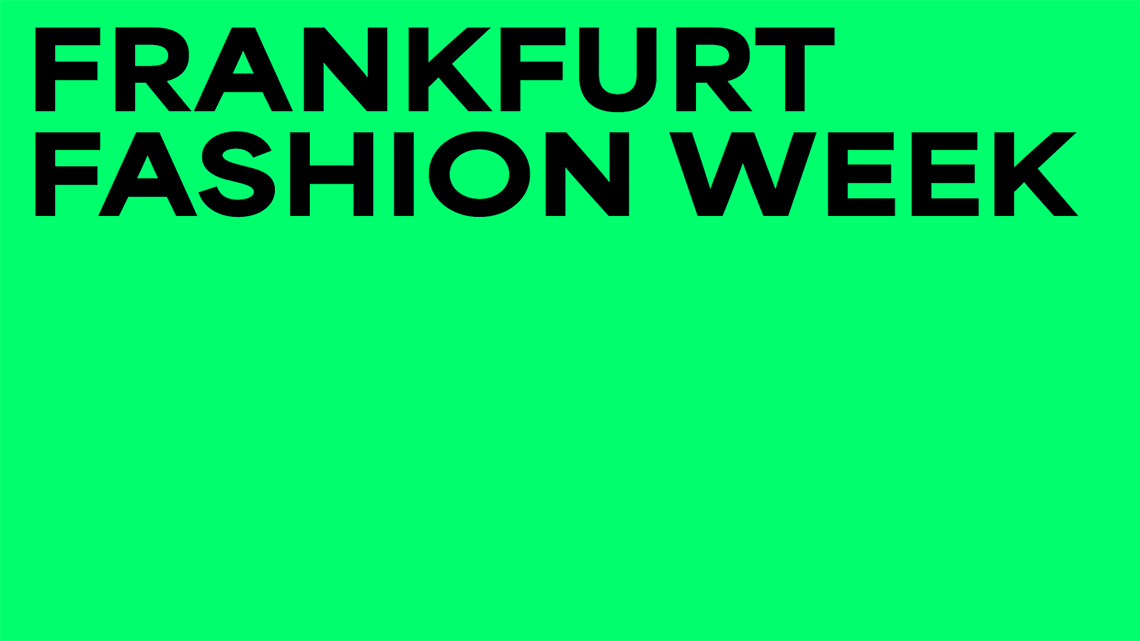 Das Logo der Frankfurt Fashion Week ist schwarz auf neon grünem Hintergrund.