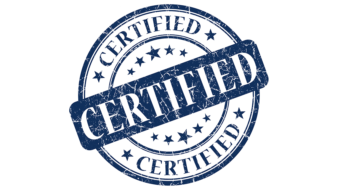 Stempelabdruck mit Beschriftung Certified