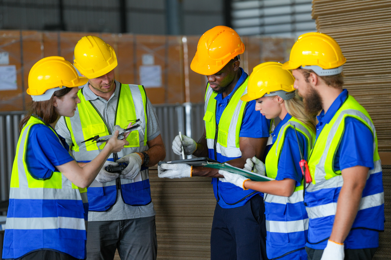 Group of Diversity engineer factory people meeting and Discussing