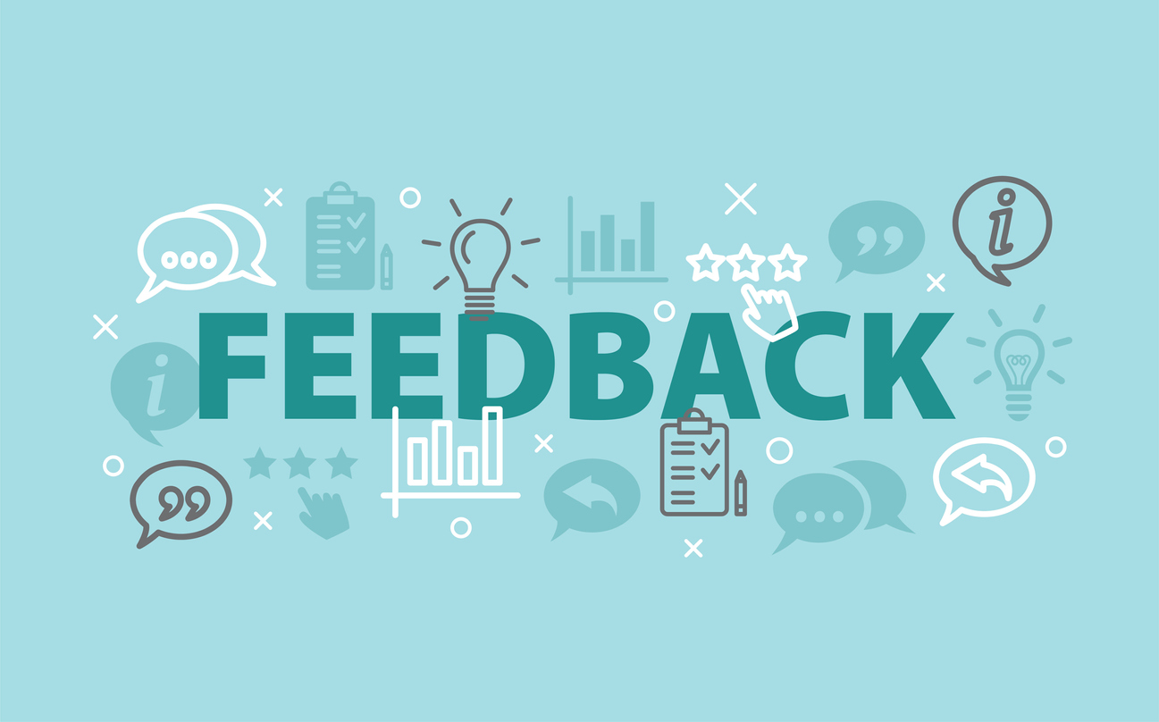 Grafische Darstellung des Worts Feedback