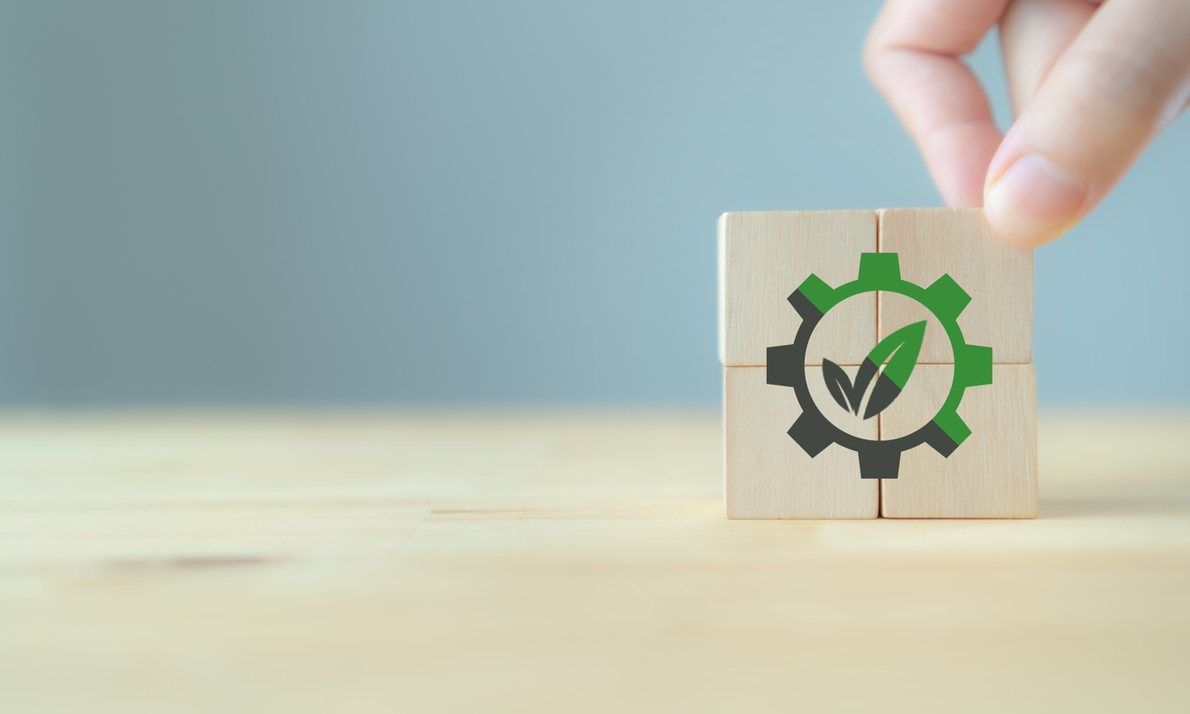 Holzbaukasten mit Blatt drauf