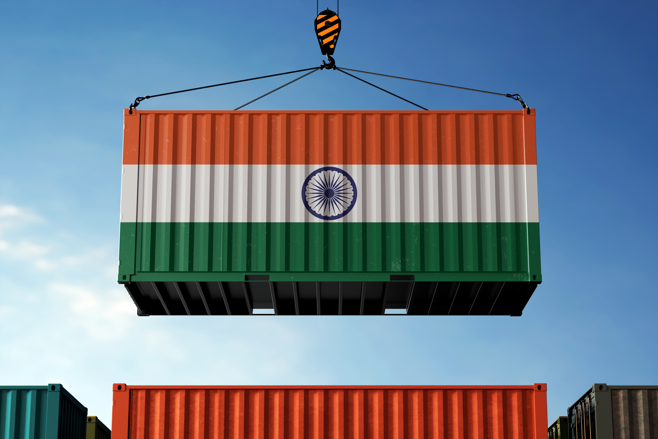 Frachtcontainer mit Indien-Flagge 