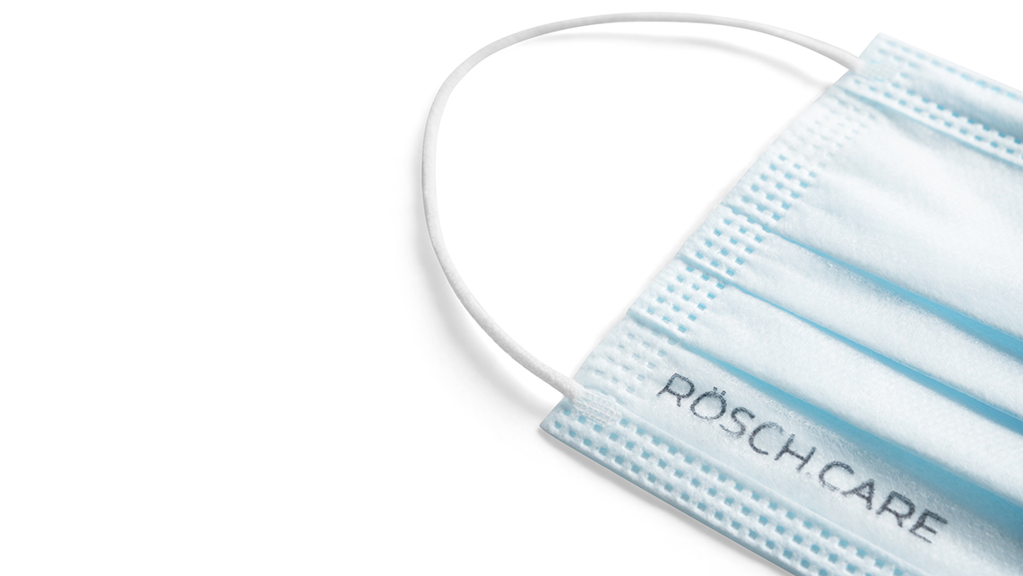 Medizinische Maske mit Beschriftung Rösch Care